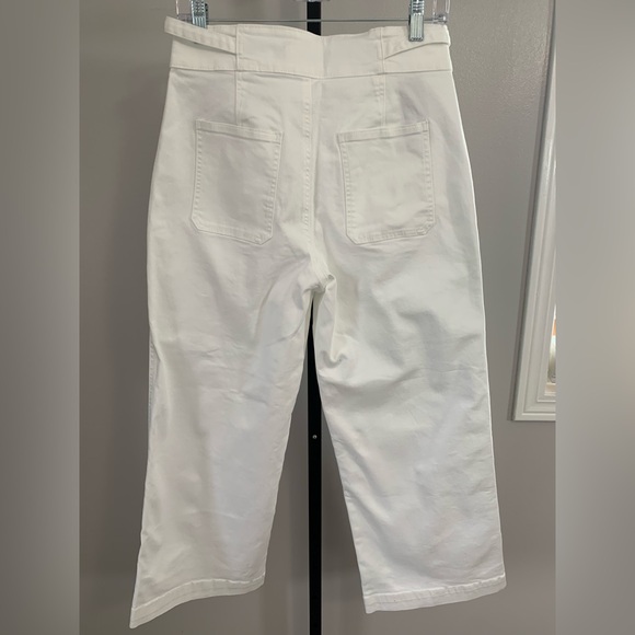 Hudson Los Angeles Cream Wide-Leg Belted Jeans - Picture 2 of 16